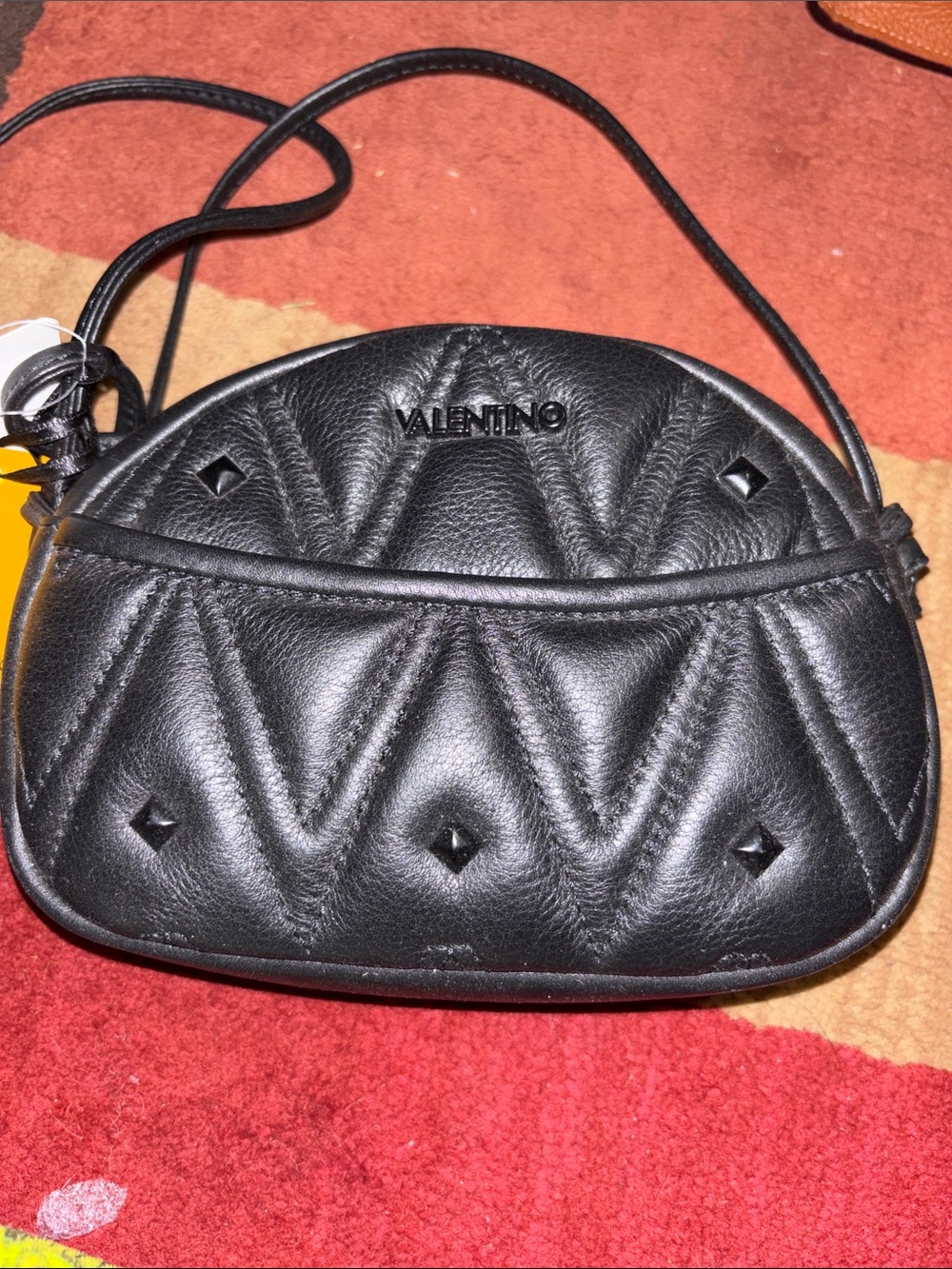 Valentino Black Quilted Stud Crossbody Bag